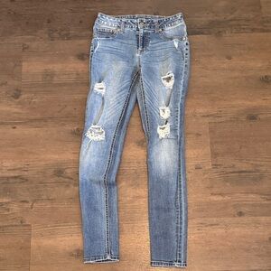 Maurices Light Blue Distressed Skinny Jeans